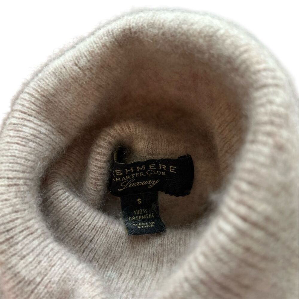 Charter club Women's Cashmere Turtleneck Sweater Beige Size XS - Picture 2 of 13